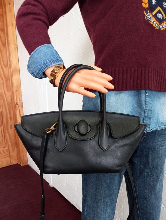 Polo Ralph Lauren Handbags - Polo Ralph Lauren, 2024 Bellport Satchel, Black Calf Leather